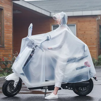 

Battery Electric Cars Raincoat Fashion Transparent Siamese PVC Raincoat Adult Bike Poncho Wholesale Custom
