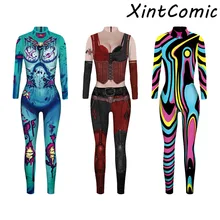 Suicide Squad Harley Quinn Monster jumpsuits Harley Quinn Cosplay Costume Halloween Of Women spandex bodysuit