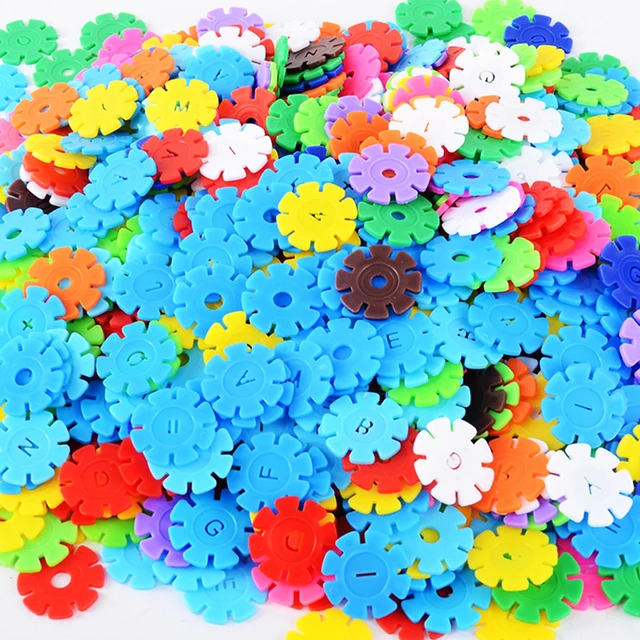 300-1000pcs Plastic Snowflake Interconnecting Blocks Building & Construction Toys Children 3D Puzzle Kindergarten Baby Game Toy 2