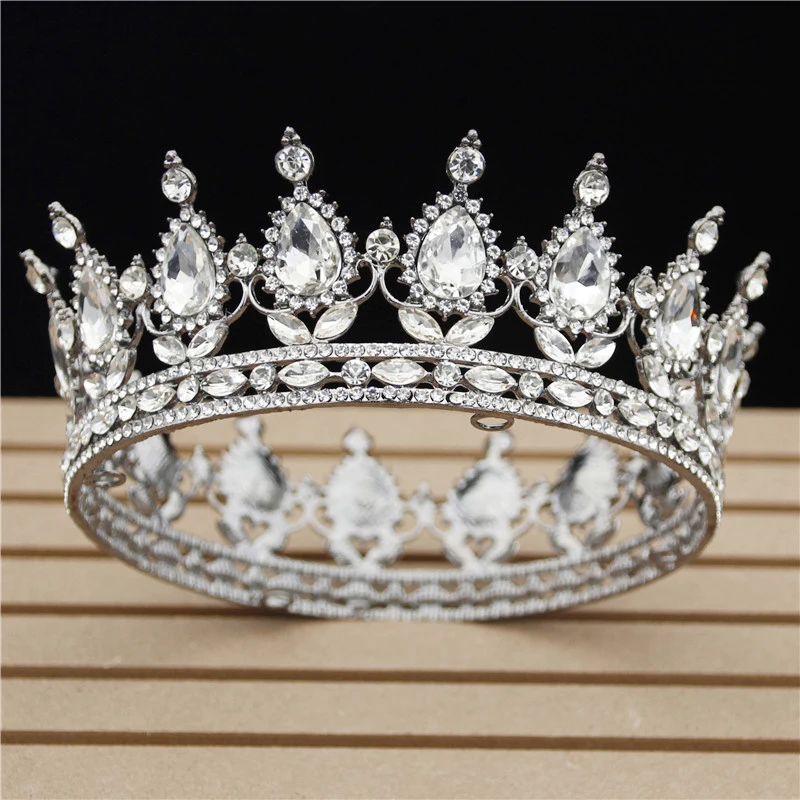 Black White Кристалл Винтаж королевская Королева Король диадемы и короны Мужчины/Женщины Театрализованное диадема на выпускной вечер волосы Орна мужчины ts Свадебные украшения для волос аксессуары - Окраска металла: Black White