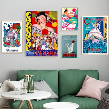 

Central America Panama Canvas Paintings Vintage Travel Wall Kraft Posters Coated Wall Stickers Home Decoration Gift