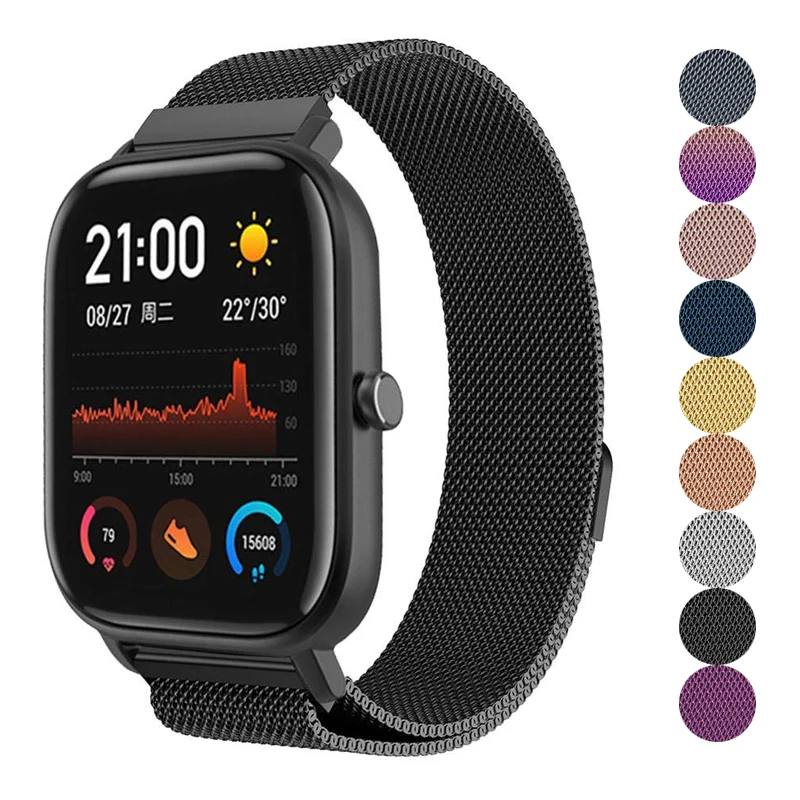 Ремешок 20 мм/22 мм для Huami Amazfit GTS/Bip lite/GTR 42 мм/pace/GTR 47 мм/stratos band milanese loop bracelet smart watch band