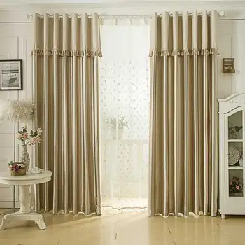 

Simple Modern Curtain with Tassel Valance Thick Jacquard Blackout Curtain for Living Room Bedroom Curtains for Window Decoration
