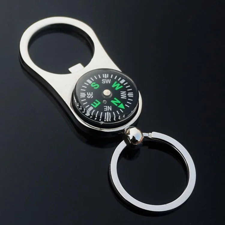 Cross Border Currently Available Wholesale Multifunctional Compass Bottle Opener Key Ring Creative Practical Opening Small Gifts