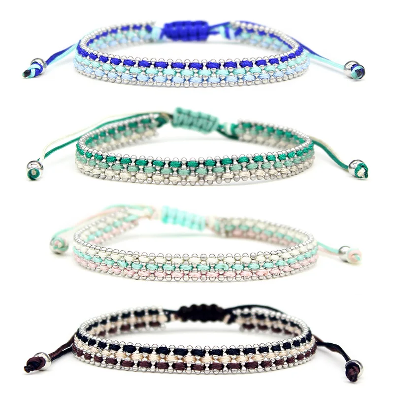 

Bohemian Bracelet Handmade Friendship Braided Rope Cotton Weave Chain Unique Color Mixed Bracelets Imports