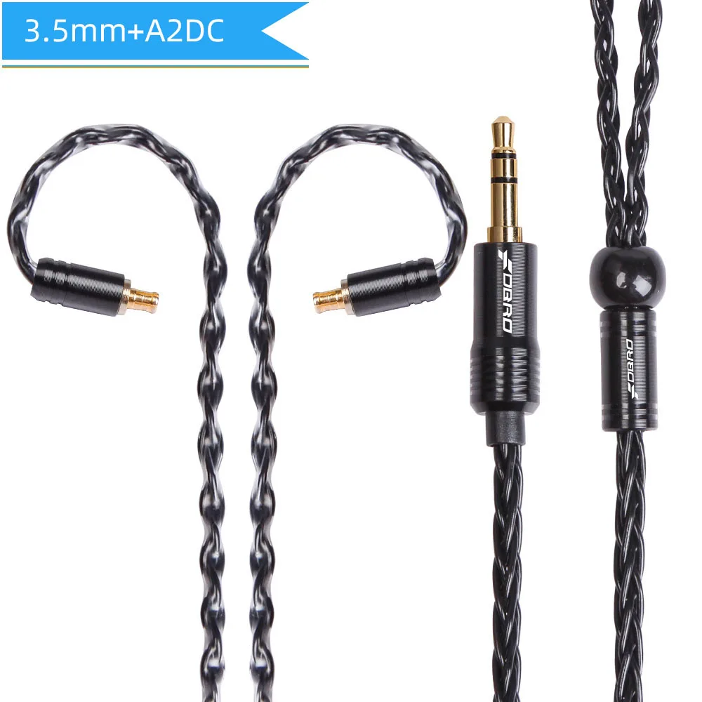 3.5mm A2DC Black FDBRO 8 ядерный мини посеребренные компакт-дисков кабель IE80 MMCX 2Pin A2DC IM 2,5/3,5/4,4 мм балансный кабель для SE315 SE425 SE535 SE846 UE900 H3 - Цвет: 3.5mm A2DC Black