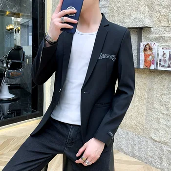 

Slim Fit Men Leisure Suit Teenagers Handsome Small Suit Coat 2019 Casual Clothes Single West Trend