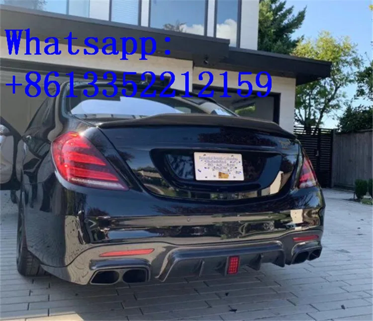S-CLASS год~ W222 S63/S65 B стильный задний диффузор из углеродного волокна с выхлопными наконечниками и передней губой подходит для новых S63/S65