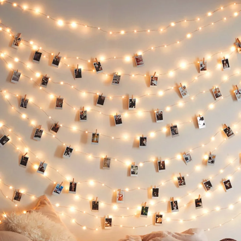 Fairy Lights Indoor Christmas Photo Clips LED Decoration Outdoor Party Wedding DIY String Holiday Lighting | Дом и сад