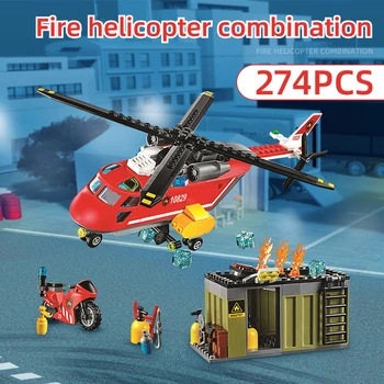 

NEW 274pcs City Fire Combination building blocks models City Rescue Hero Fire Response Unit Helicopter Set 60108 DIY Toys Gift