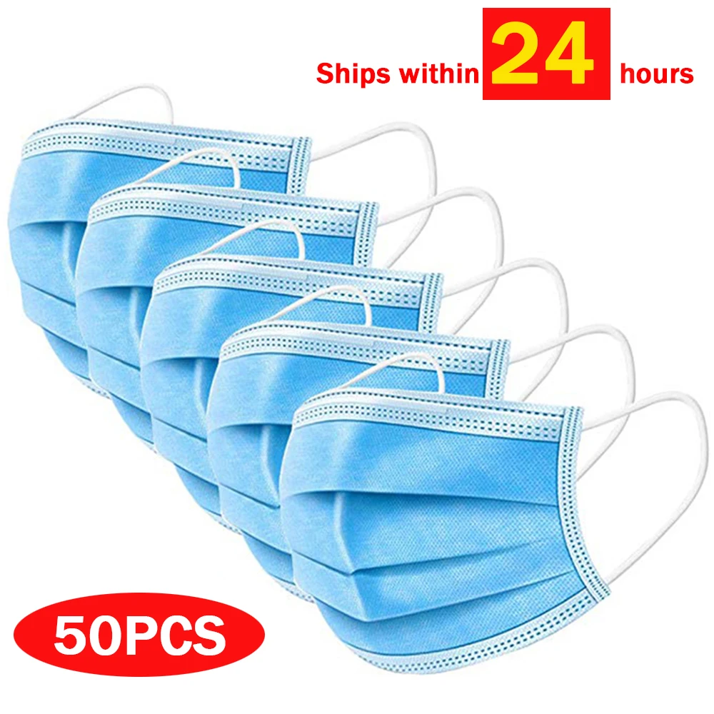 

3 Layer Face Mask Face Mouth Masks Non Woven Disposable Anti-Dust Meltblown Cloth Earloops Masks Fast Delivery Respirator