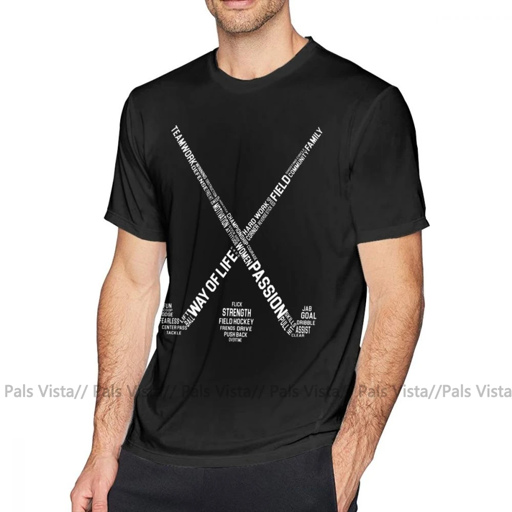 Футболка для хоккея на поле футболка с надписью для хоккея футболка из 100 хлопка с принтом модная забавная футболка с коротким рукавом больших размеров - Цвет: Черный