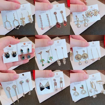 

30 Pairs/lot luxury fashion women crystal style earring lot top quality zircon women wedding earring wholesale 201030-23