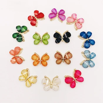 

10pcs/lot Crystal Butterfly Rhinestone Buttons for Craft Wedding Invitation Card DIY Girl Hair Bowknot Metal Decorative Buttons