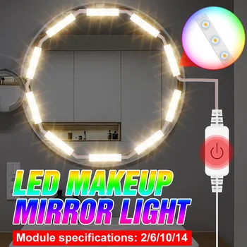 

LED 5V Beauty Cosmetic Light Decoration Wall Mirror Lamp LED Kit Makeup Lamp USB Dimmable 2 6 10 14 Modules Dresser Table Light