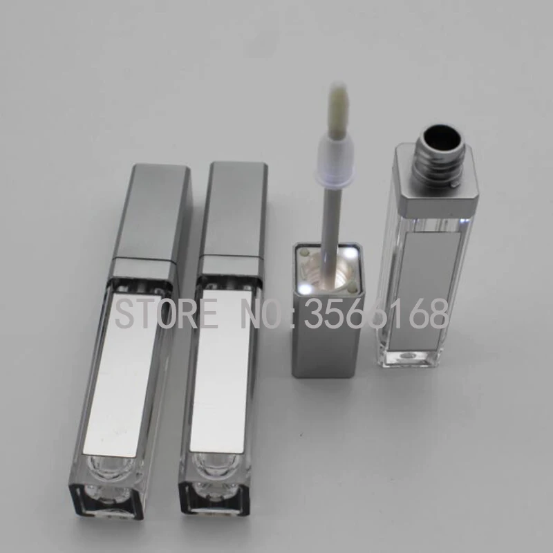 10/30/50pcs 7.5ml Empty Makeup DIY Lip gloss bottle Black/silver Square Lip Gloss Tube with LED Light mirror Labial glair bottle каретка велосипедная sunrace s18 square 68 122 bc1 37 silver bbs18 bsns ss0