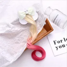  New Girls Lovely Gradient Colorful Wigs Bow Hairpins Princess Hair Ornament Headband Hair Clips Barrettes Kids Hair Accessorie 