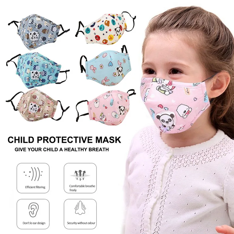 

Anti Virus Child Masks Cartoon Children Mask+PM2.5 Filters Pad Sets Breather Valved Kids Mouth Masks Protective Dustproof Mask