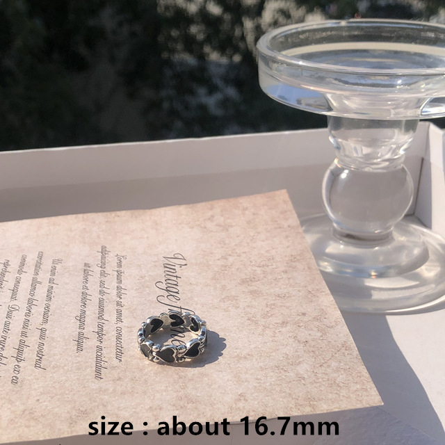 2021 New Design Punk Gothic Thorns Black Silver Color Heart Metal Opened Ring For Women Girls Party Jewelry