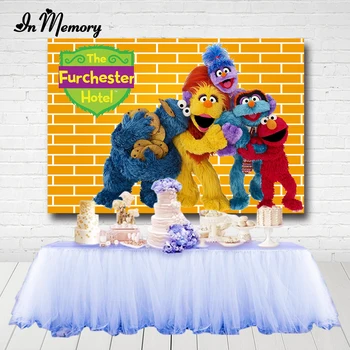 

InMemory Elmo Party Photography Backgrounds Brick Wall Sesame Street Children Birthday Party Photocall Backdrop For Photo Studio