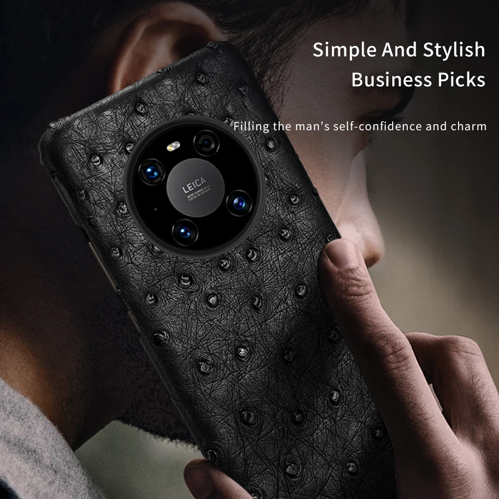 Genuine Ostrich Leather Phone Case for Huawei Mate