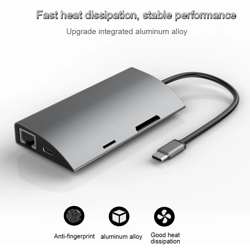 9 in1 usb c hub Basix USB-C концентратор типа C к USB 3,0 Thunderbolt 3 HDMI 3,5 мм аудио RJ45 адаптер для MacBook Pro samsung Galaxy S9 USB C концентратор - Цвет: 9 in1 usb c hub