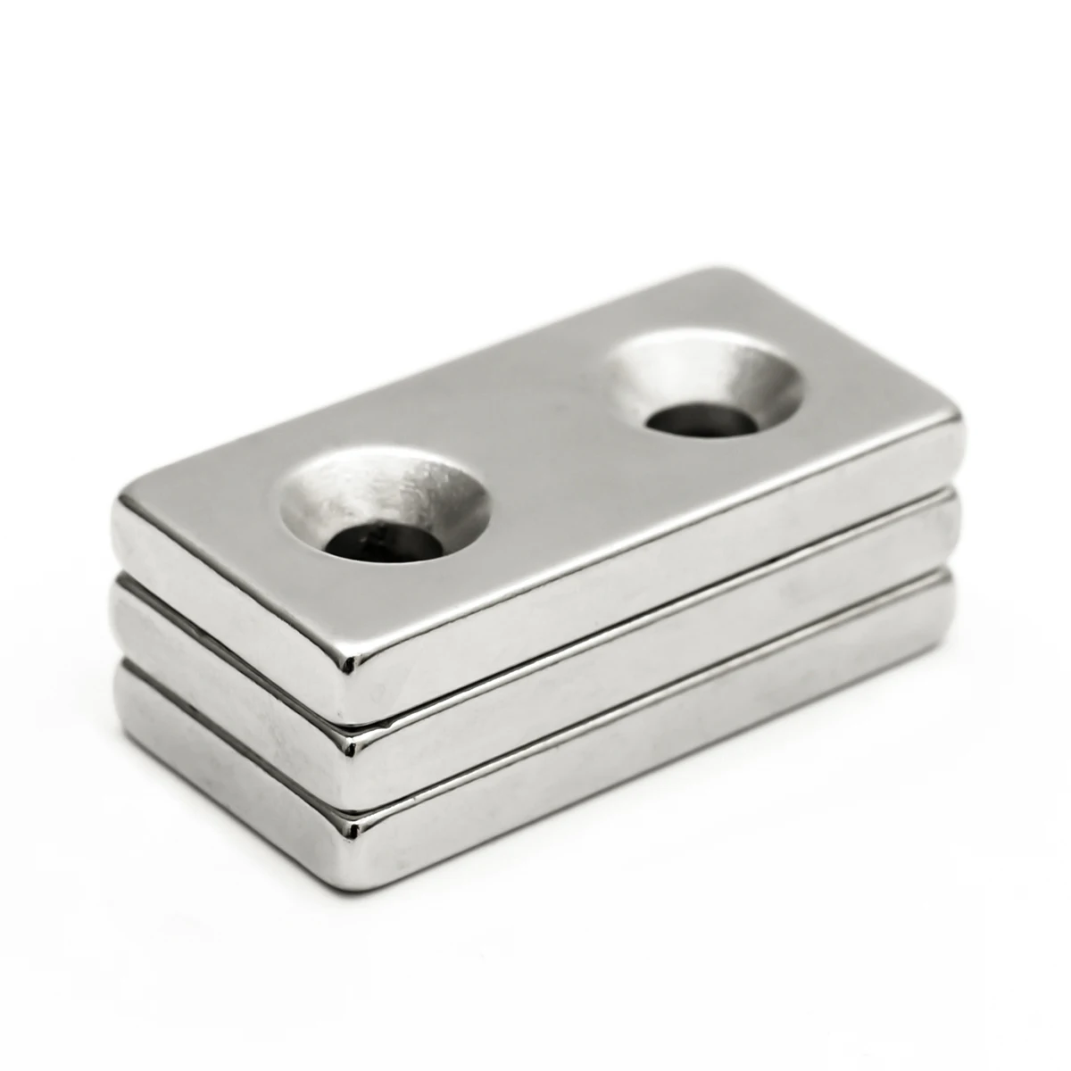 Square Neodymium Block Magnet With Rare Earth Strong Magnetic Double Holes 
