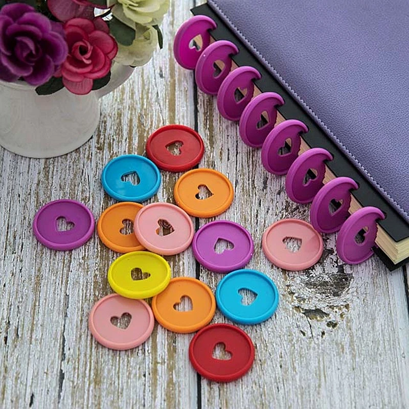 

100 Pcs Solid Heart Binder Rings for Notebooks 24mm Diy Disc Binders Loose Leaf Mushroom Binder for Scrapbooking A20-S1