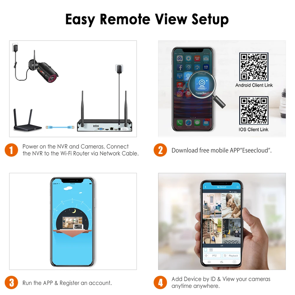  ANRAN 1080P HD IP Cameras Waterproof Outdoor Night Vision Surveillance System 8CH NVR Kits With 2TB