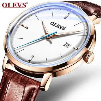 

New OLEVS Mechanical Movement Watches Men Automatic Wristwatch Waterproof Leather Luminous Watches Male Relogio Masculino 2019