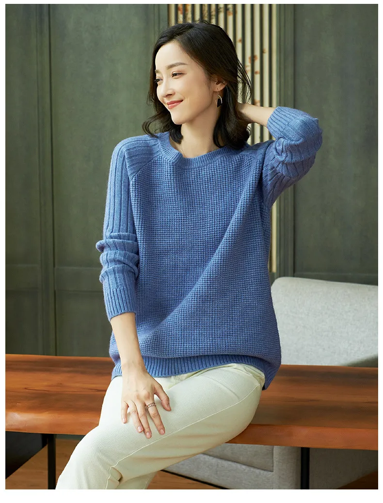 XJXKS High quality cashmere knittred sweater women pullover autumn winter new solid color all-match casual women sweater