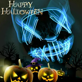 

New Led Mask Halloween Party Masque Masquerade Masks Neon Light Glow In The Dark Mascara Horror Glowing Masker Dropshipping