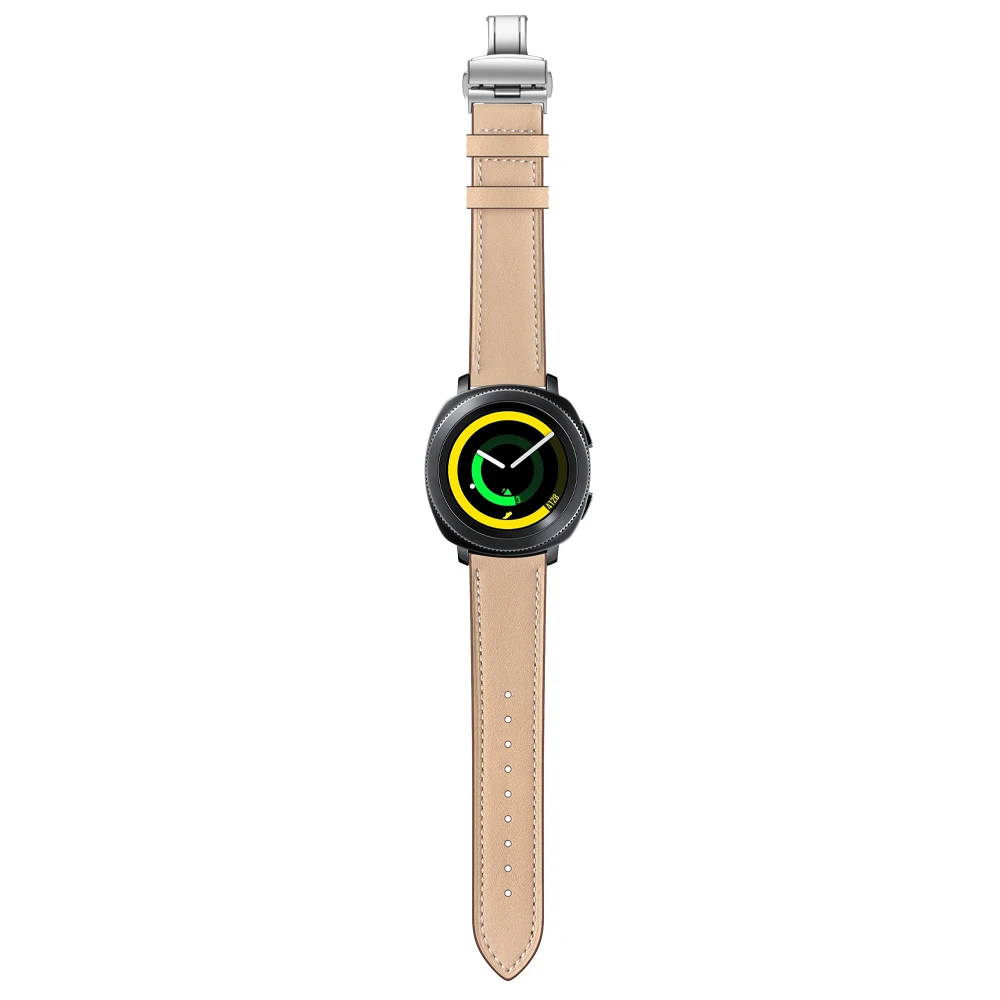 UEBN кожаный ремешок с серебряной застежкой-бабочкой, 20 мм, для samsung Galaxy Watch, 42 мм, активный 2 браслет, ремешок для часов gear S2, спортивный ремешок для часов