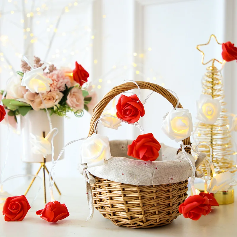 

1.5/3/4.5/6/7.5M Rose Luminaria LED Garland Fairy String Lights Battery Powered Flower Wedding Valentine's Day Party Decoration