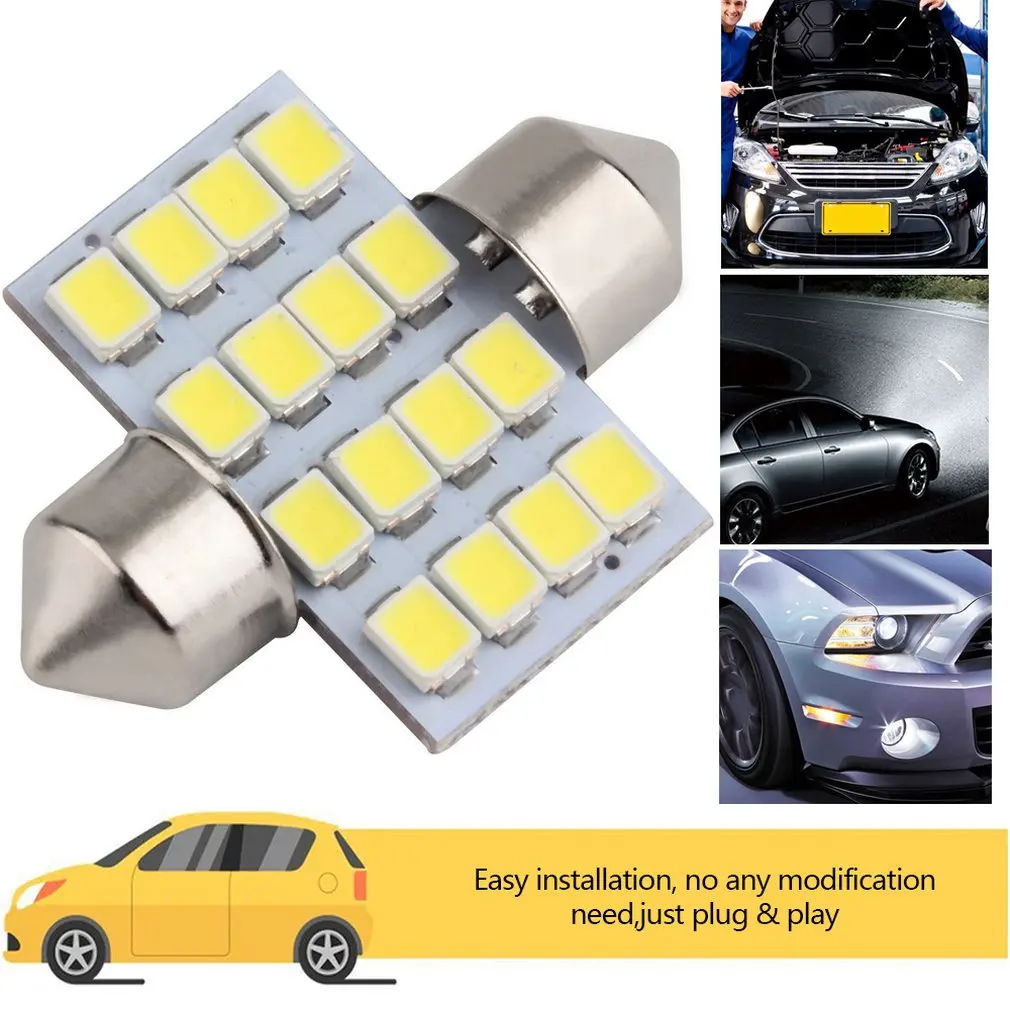 16 SMD СВЕТОДИОДНЫЙ 1210 31 мм Автомобильный теплый белый внутренний купол гирлянда