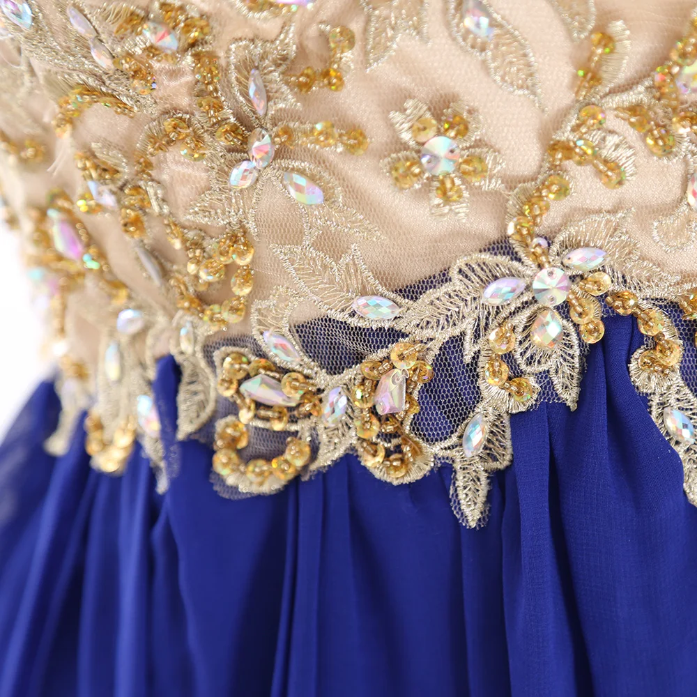 MACloth синее платье-футляр с круглым вырезом пол-Длина обувь с украшением в виде кристаллов, тюлевые платья для выпускного вечера платье M 266972 просвет