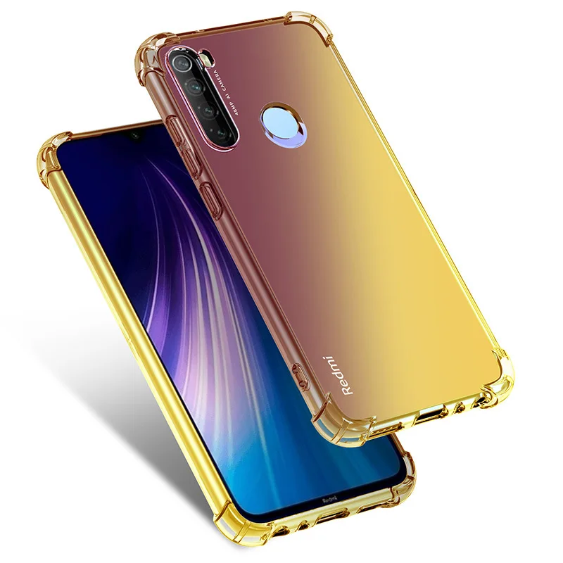 black with gold Градиентный чехол для Xiao mi Red mi Note 8, 8 T, двухцветный, кристально чистый, четыре угла, защитный чехол для Xiaomi mi Note 10 cc9 Pro - Цвет: black with gold