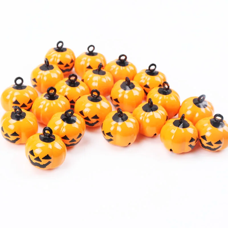 Jingle Bells 5pcs Pumpkin Halloween Festival Ornament Metal Bell For Home Party Tree Pendant Decoration DIY 19x19mm