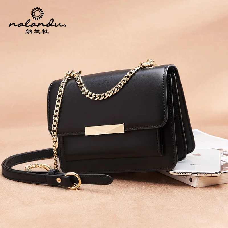 

20 Nalan Du File Holder WOMEN'S Bag New Style 2019 Europe And America Bag with Chain Women's Shoulder Bag Leather Shoulder-bag W