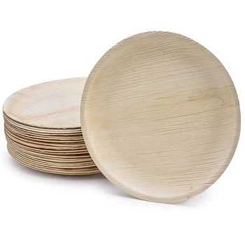 

25 Guests Disposable Biodegradable Plates Set with Cutlery Eco Friendly Sturdy Bamboo Tableware Set for Camping/Party