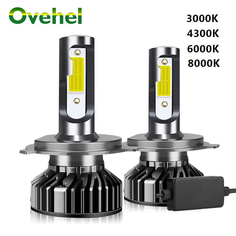 OVEHEL 2 шт. светодиодный 3000K 4300K 6000K 8000K 12000LM 12V 9005 HB3 H1 H4 головной светильник H3 H7 H11 9006 HB4