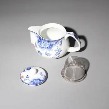 

WSHYUFEI Chinese Ceramic teapot Jingdezhen landscape blue and white bone china office tea pot home Coffee kettle filter