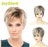 Joy & luck-peluca sintética para mujer, peluca corta y recta, color rubio, Marrón mezclado ► Foto 2/6