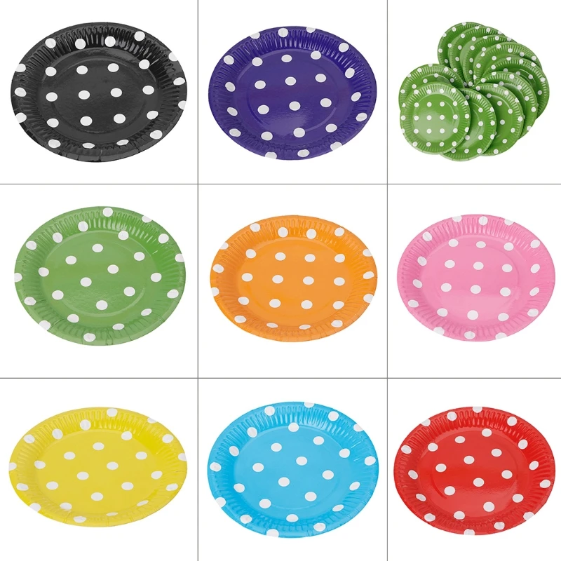 10Pcs Disposable Round Paper Plates Dishes Birthday Wedding Party Tableware E65B