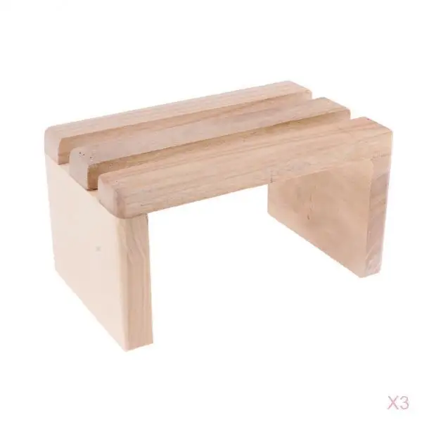 3 Pcs Wood Foot Step Stool Platform For Feet Spa Bath Barrel Bucket Toilet Seat Under Desk