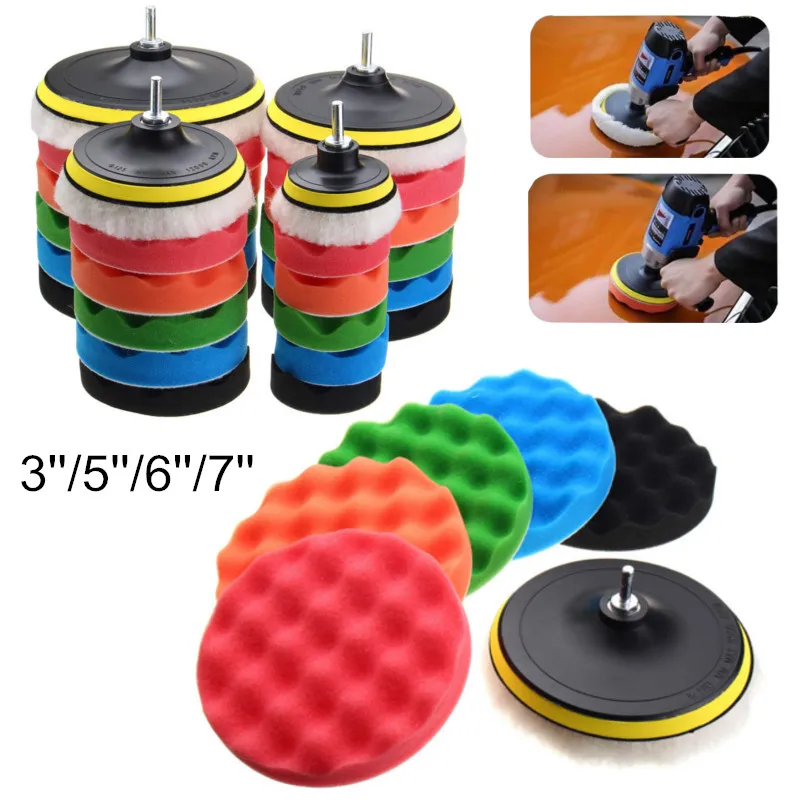 

3''5''6''7 inch 7Pcs/Set Buffing Sponge Polishing Pad Hand Tool Kit For Car Polisher Compound Polishing Thread Abrasive Tools