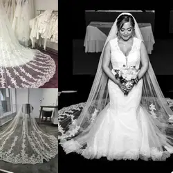 One Layer Bridal Veils with Comb Lace Appliqued Customise Wedding Veil White Ivory Champaghe Wedding Accessories