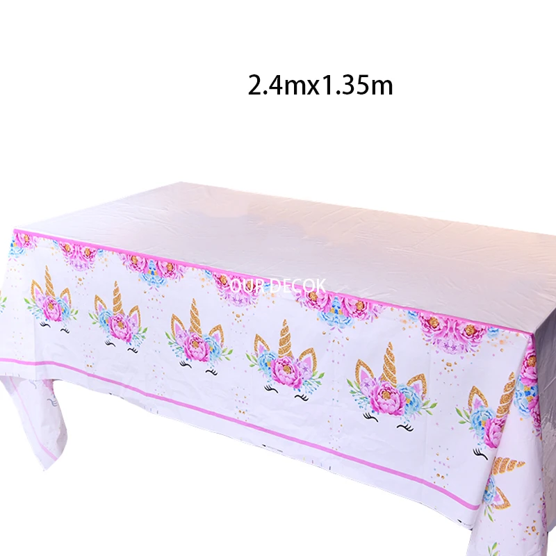 1pc table cloth Баннеры на стул для первого дня рождения ребенка, баннеры с изображением единорога, баннеры на день рождения, флаги для детского душа, вечерние украшения - Цвет: 1pc table cloth