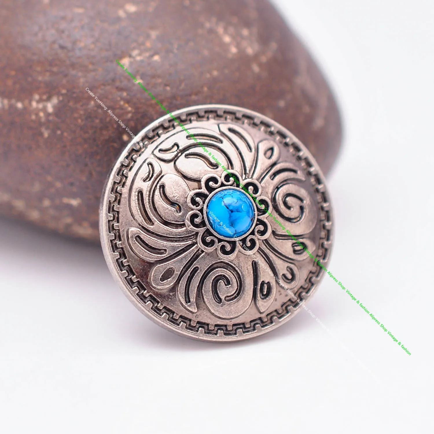 10 stücke 25mm Retro Silber Blume graviert schwarze Perle DIY Leder handwerk Western Gürtel Geldbörse Zubehör Leder Concho Screw back – Detail 16
