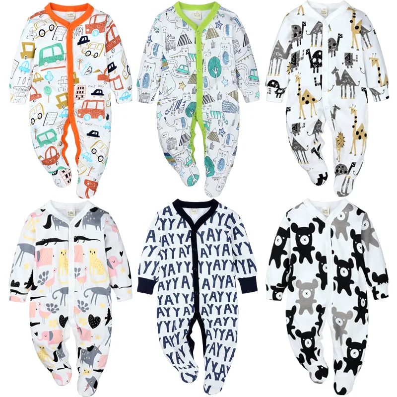 Summer Spring Autumn Baby Boy Girl Clothes Newborn Cotton Infant Cartoon Animal Costumes Kids Toddler Footies Wrapped Jumpsuits | Детская